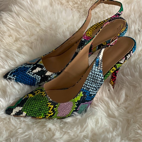 Fashion Nova Multicolor Snake Print Heels - Picture 1 of 4